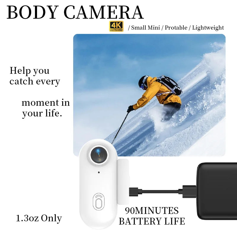 Mini cámara deportiva 4K WiFi con batería de 800mAh y grabación continua