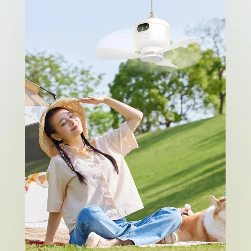 Nuevo ventilador de techo de viento grande recargable por USB, lámpara de noche con aspas extraíbles, iluminación de 8000mAh \ 12000mAh de capacidad, ventilador para exteriores para el hogar