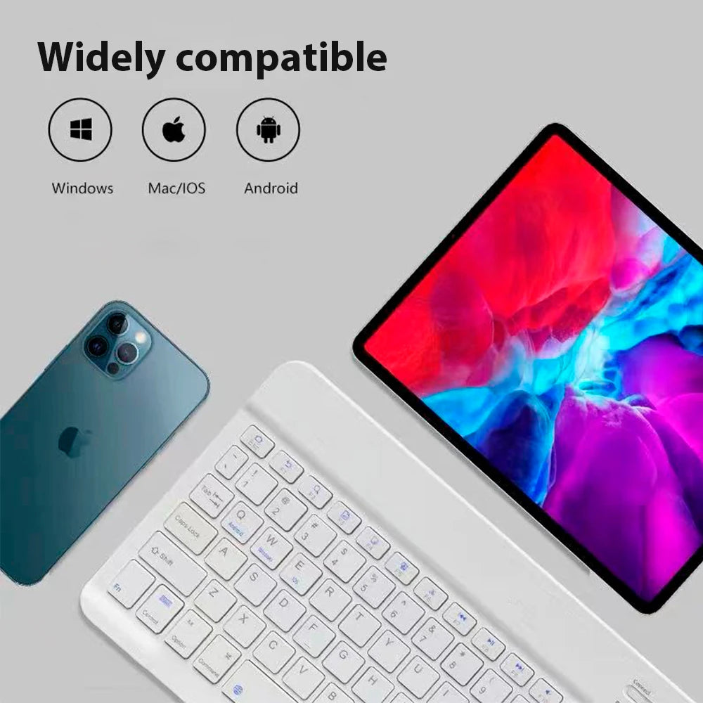 Teclado inalámbrico Bluetooth Universal para teléfono móvil, tableta, teclado y ratón, Mini teclado Bluetooth, accesorios para teclado Ipad