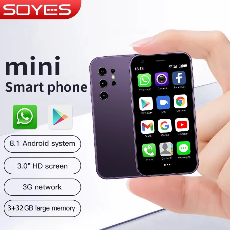 Teléfonos Inteligentes SOYES S23 Pro y Mini 24, Android 8.1, Doble SIM, Pantalla HD de 3.0'', Batería de 1000 mAh, WIFI, Bluetooth, 3G, Teléfono Móvil Pequeño