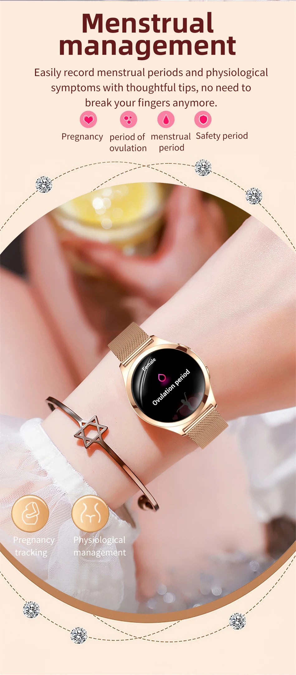 Reloj Inteligente LIGE AMOLED para Mujer Bluetooth