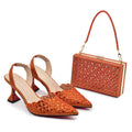 Zapatos y bolso de Color plateado para fiesta, boda, conjunto de zapatos y Bolsa de lujo para mujer, para fiesta de Nigeria, Italia, zapatos de tacón elegantes para mujer