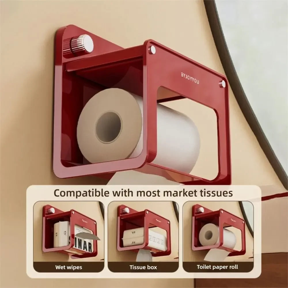 Portarrollos de Papel Higiénico con Ventosa, Montado en la Pared, Impermeable, de Plástico Resistente, Sin Perforaciones, Organizador de Baño, Caja para Toallitas Húmedas