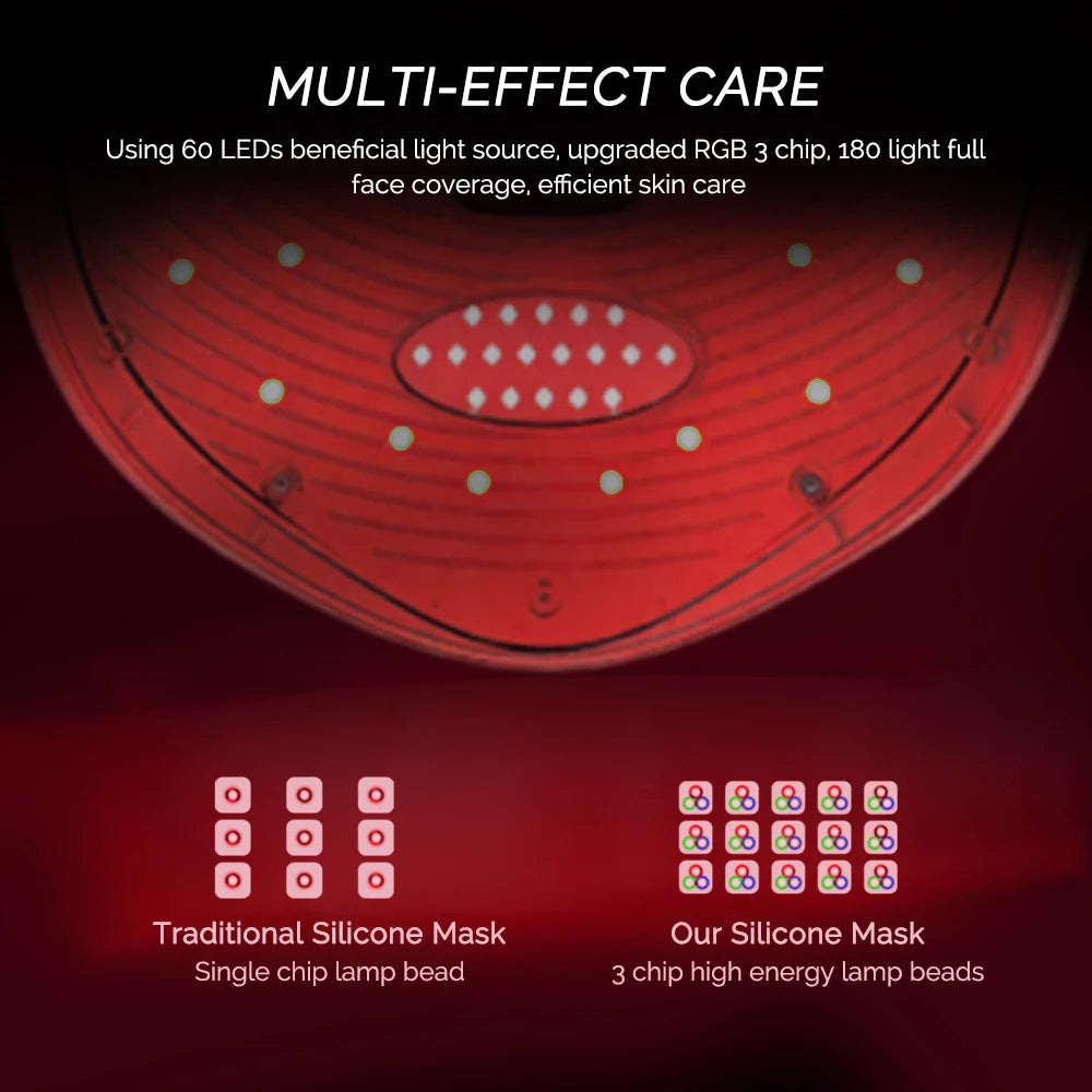 Máscara LED inalámbrica, máscara facial LED de 7 colores, máquina de máscara de belleza para rejuvenecimiento antienvejecimiento reafirmante de la piel con fotones