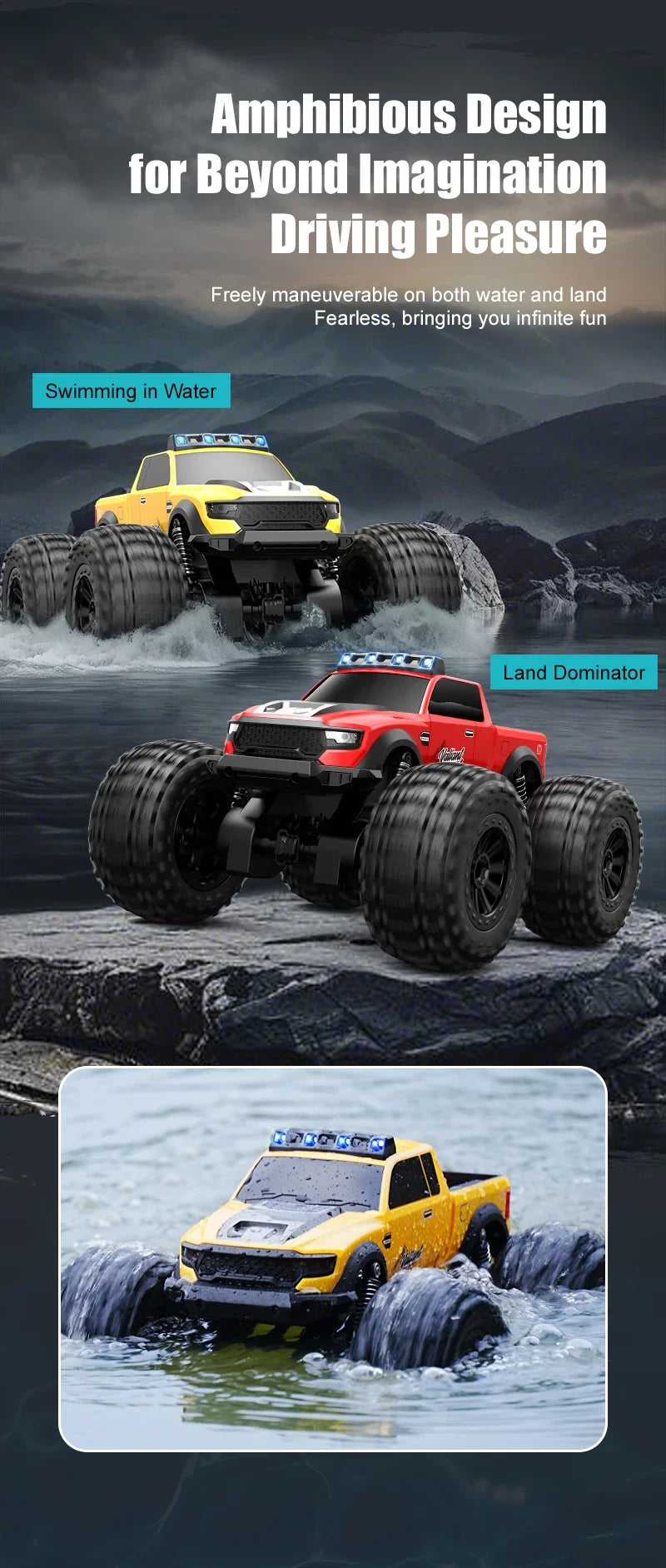 Auto RC Anfibio JJRC C8816 4WD Todoterreno con Luces LED 1:16