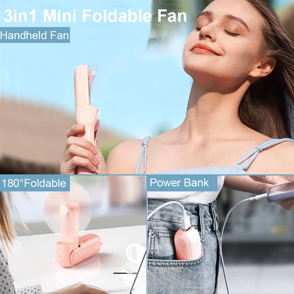 Mini Ventilador Portátil Plegable con Banco de Energía