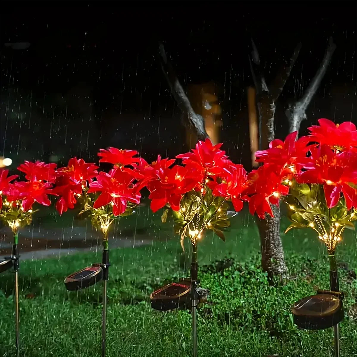 Luz LED solar de flores para decorar jardines y patios