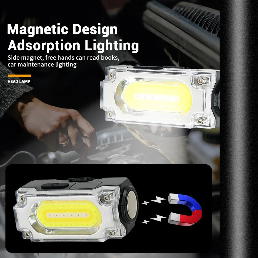 Linterna Frontal LED COB Recargable USB para Camping y Pesca