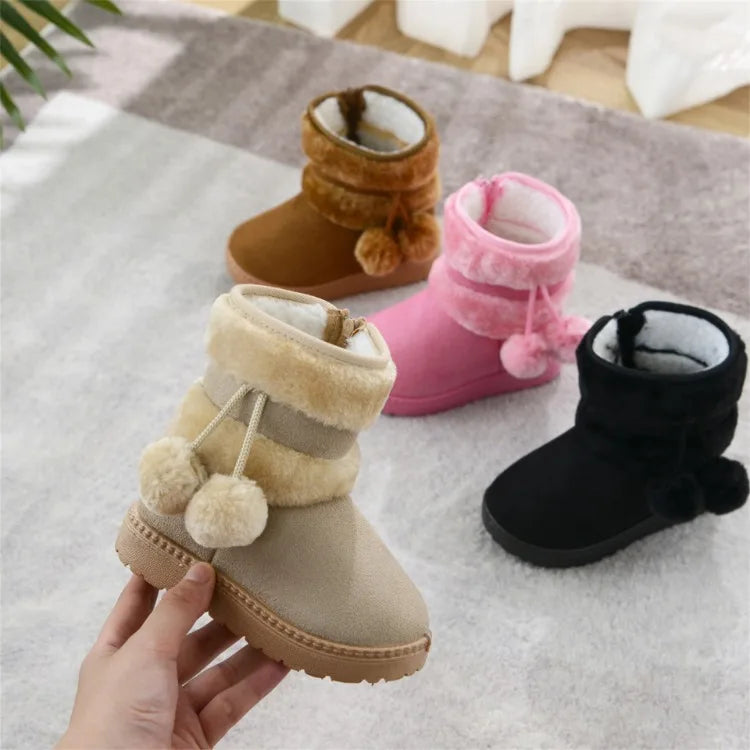 Nuevas botas de nieve para niñas, botas de invierno cómodas y gruesas y cálidas para niños, botas gruesas de otoño para niños, zapatos de princesa