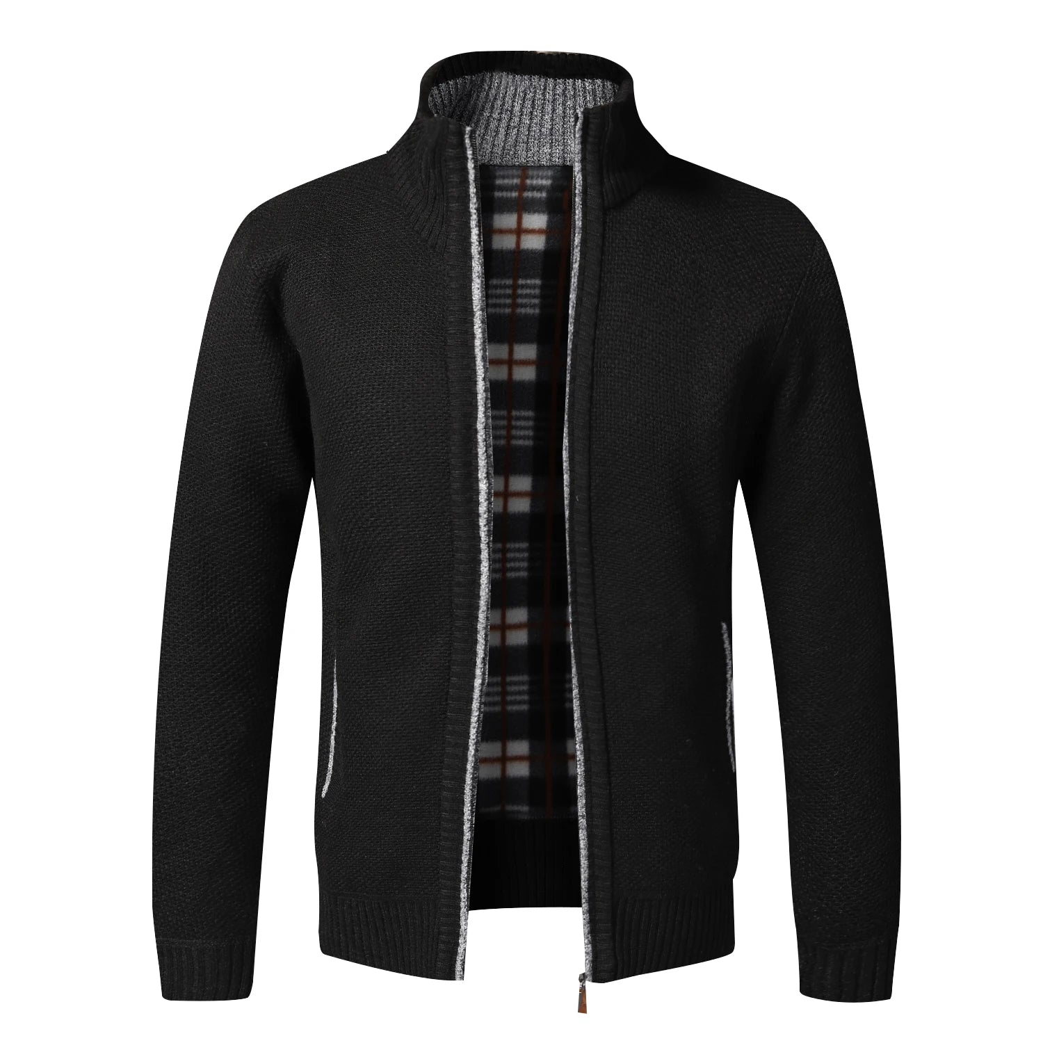 Otoño Invierno cálido cárdigan hombres suéteres de lana chaquetas con cremallera completa Slim Fit marca de lujo suéter tejido abrigo Jersey americano