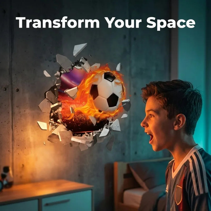 Pegatinas de Pared de Fútbol 3D, Adhesivos Removibles para Habitación de Niños, Decoración de Pared para Dormitorio, Decoración Deportiva Infantil