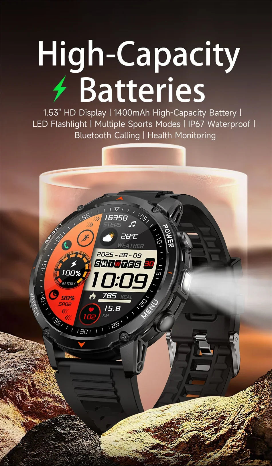 Reloj Inteligente Militar T-Rex 3 GPS Bluetooth