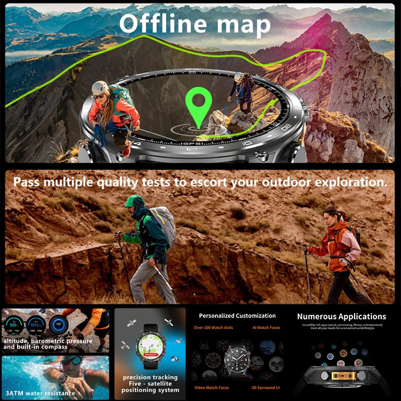 Reloj Inteligente HD300 Pro con GPS Offline, Memoria 4GB y Linterna