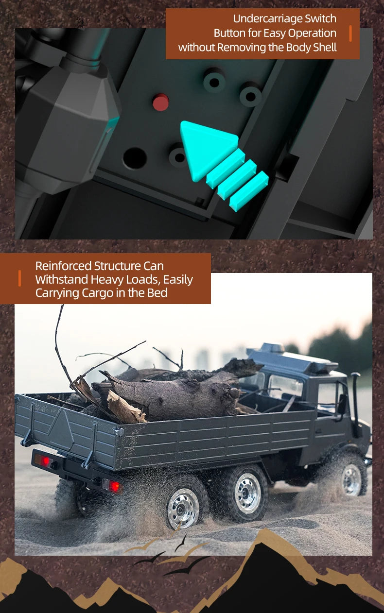 C8823 6WD RC coche 1/18 todoterreno vehículo de Control remoto 2,4G alta velocidad escalada transporte rescate oruga modelo juguetes para niños