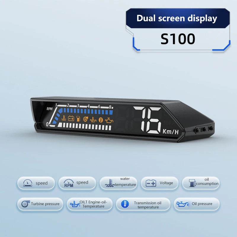 Velocímetro HUD con Pantalla Dual OBD para Auto