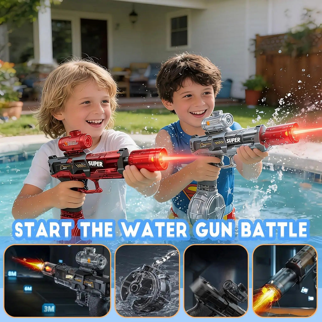 Pistola de Agua Eléctrica con LED para Adultos y Niños Gran Alcance