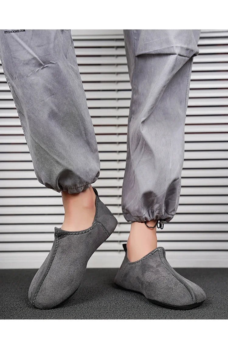 YRZL zapatos de algodón de invierno para hombre, zapatillas ligeras sin cordones cálidas, mocasines de algodón de felpa para dormitorio y hogar, zapatos cálidos de invierno Unisex
