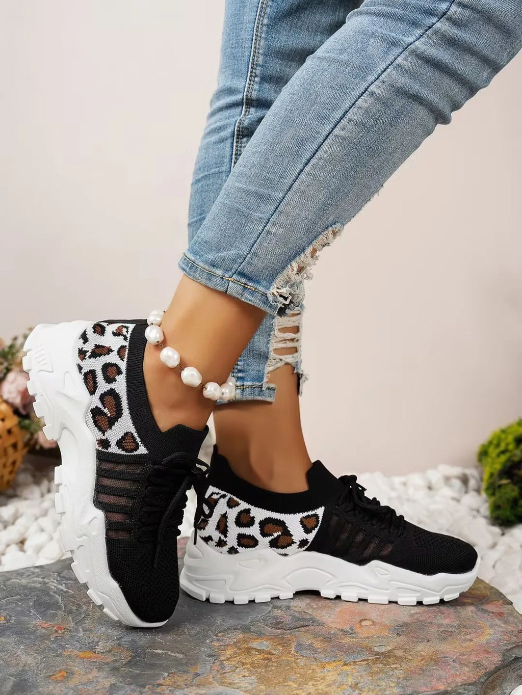 Zapatos de mujer, zapatillas con estampado de leopardo, zapatillas informales ligeras y transpirables para mujer, zapatos de venta con envío gratis