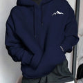 Sudadera con capucha de manga larga con estampado gráfico de montaña, informal, holgada, para hombre, de otoño e invierno, cálida.