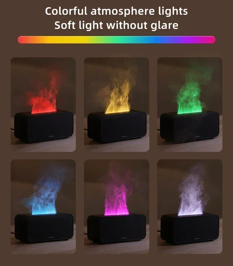 Humidificador Difusor de Aromas, Aceites Esenciales, Mini Humidificador con Llama Automática, Difusor de Fragancias para el Hogar con Luz LED