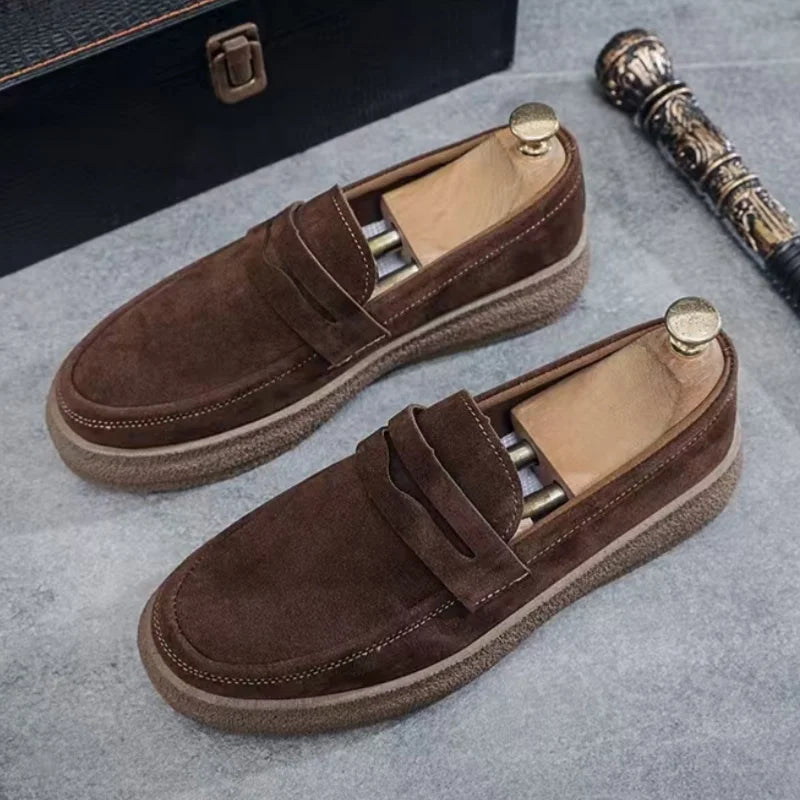 Mocasines con plataforma a la moda para hombre, zapatos informales cómodos para hombre, zapatillas ligeras sin cordones para caminar, zapatos planos transpirables para conducir