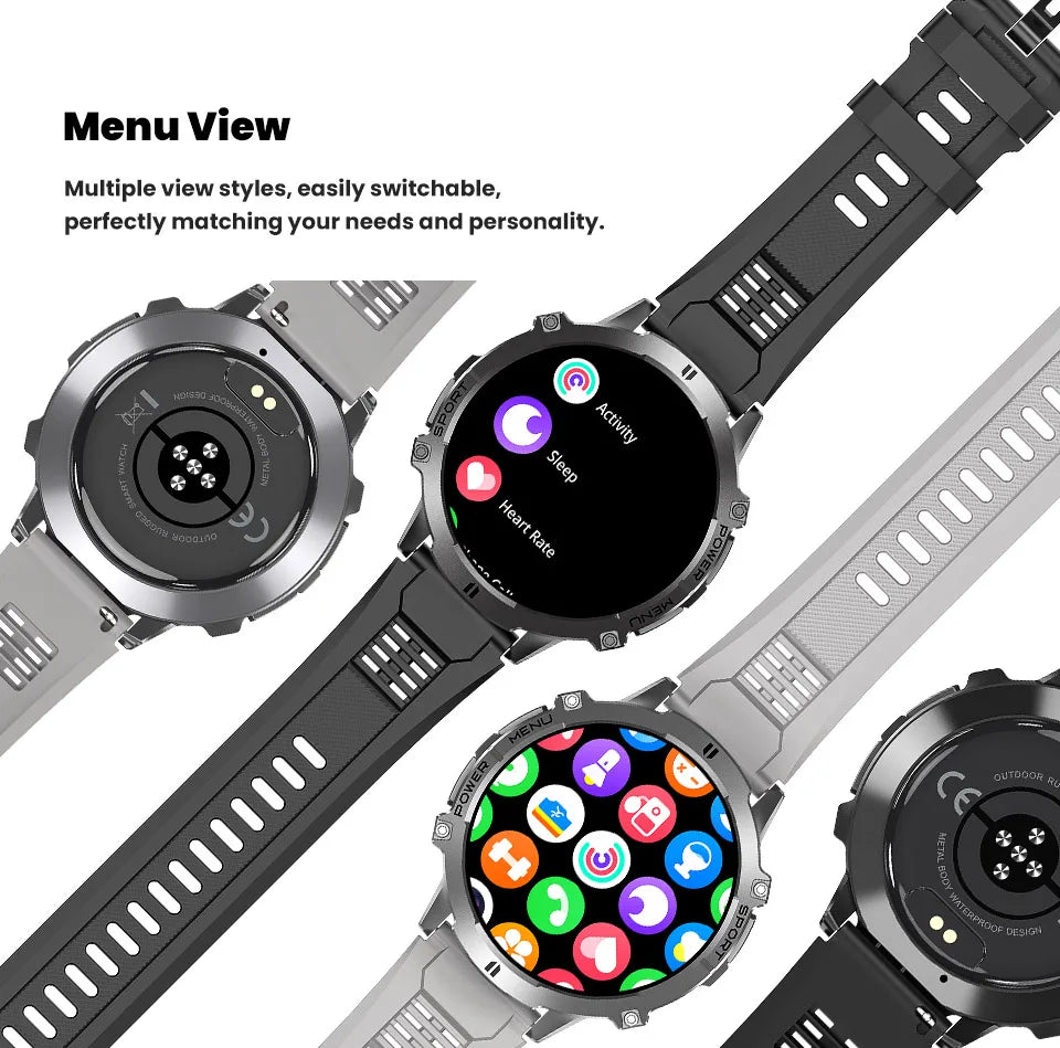 Nuevo reloj inteligente militar T-Rex3 con batería de 1000mAh para hombres, brújula GPS resistente al agua de 10ATM, pantalla AMOLED de 1,73 pulgadas, relojes inteligentes deportivos para llamadas