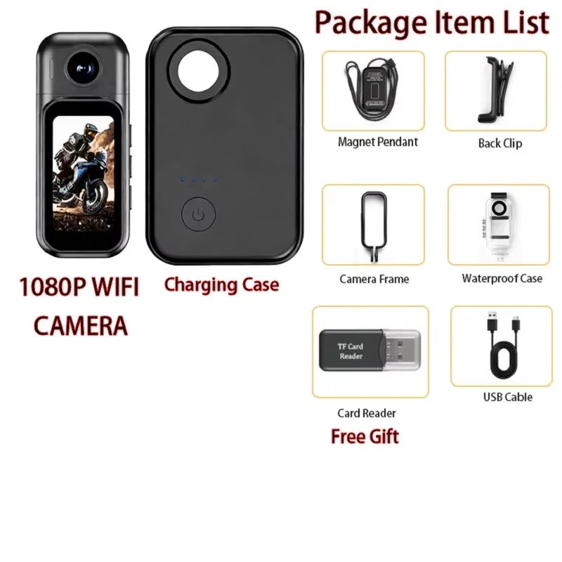 Mini Cámara Corporal WiFi FHD con Pantalla Táctil