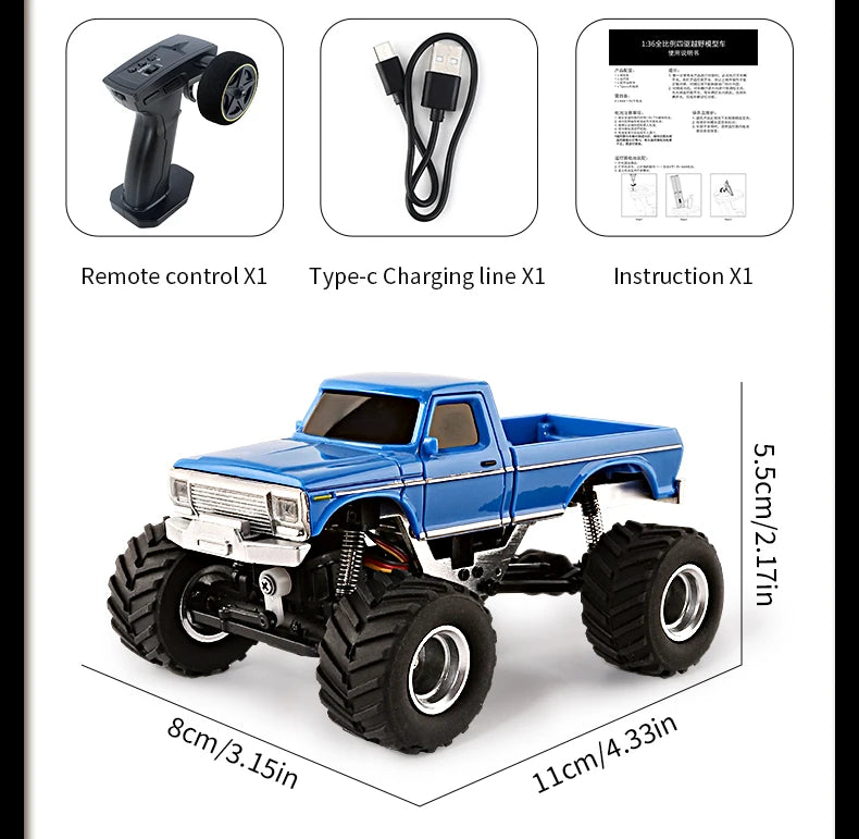 Coche Teledirigido Mini Crawler RC 4WD 1/36 con Luces