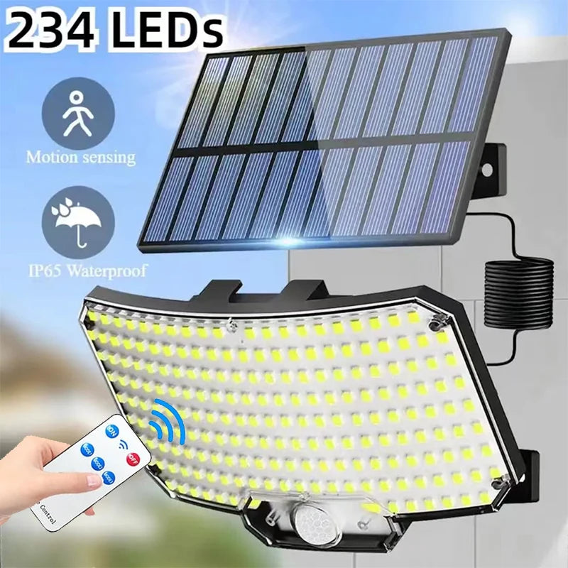 Luz Solar para exteriores, Sensor de movimiento superbrillante, lámpara LED de pared para jardín de gran potencia, resistente al agua IP65, 3 modos de trabajo