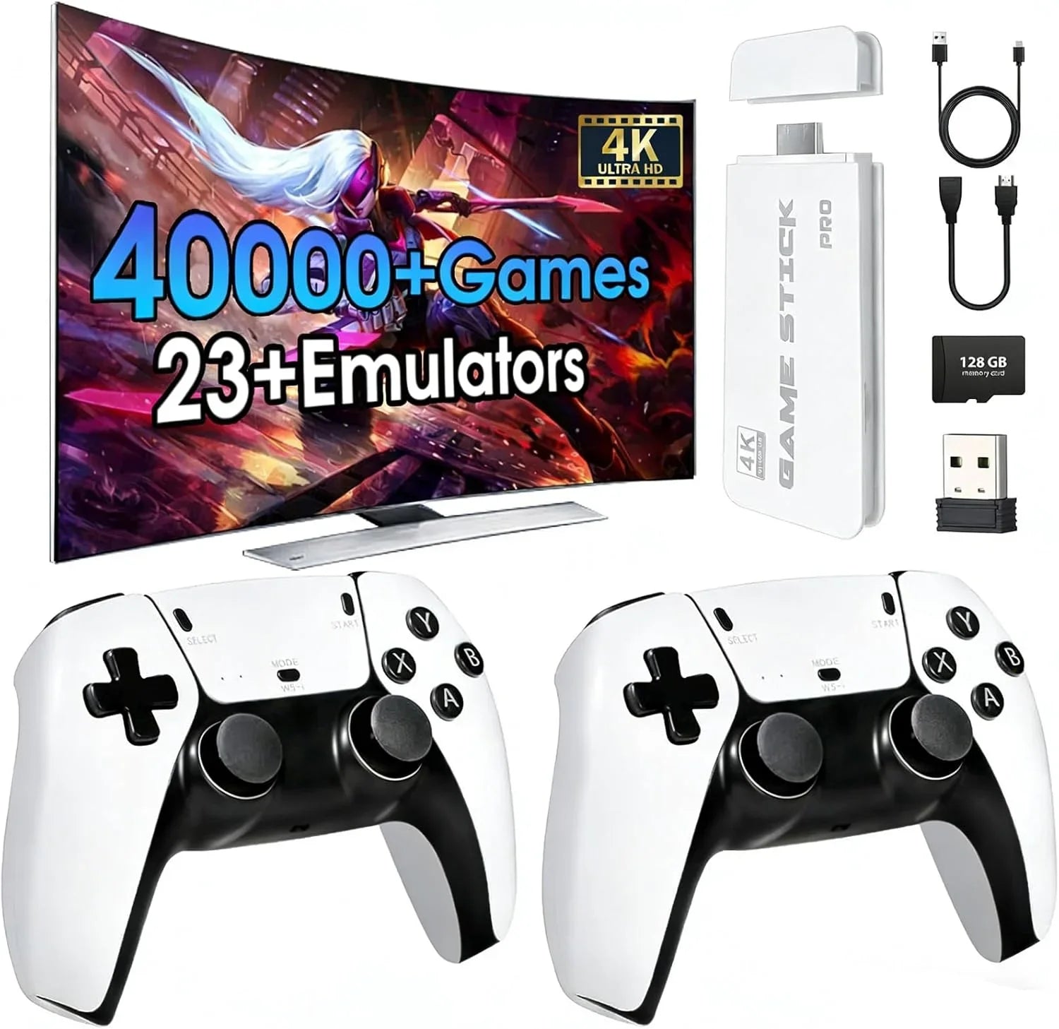 Consola de Videojuegos Retro Actualizada 2026, Consola con Más de 40,000 Juegos Retro, Sistema de Juegos para TV 4K HDMI Plug and Play, 2 Controles Inalámbricos