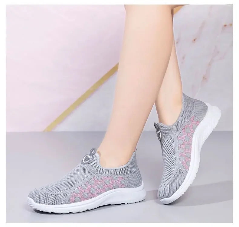 Zapatillas de malla a cuadros para mujer, livianas y cómodas para caminar