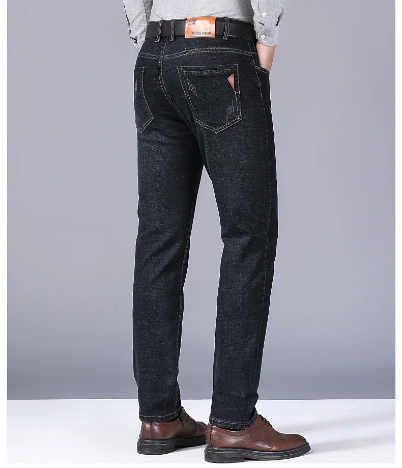 Pantalones Vaqueros Rectos para Hombre, Ajustados Elásticos, Negocios