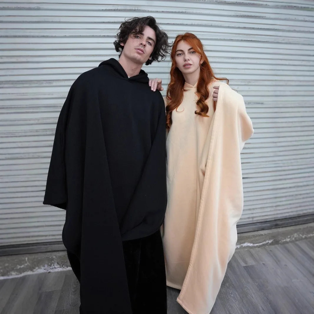 Otoño Invierno mujeres capa larga capas Color sólido con capucha Casual mujeres y hombres elegante cómodo cálido Regular capas de ajuste estándar