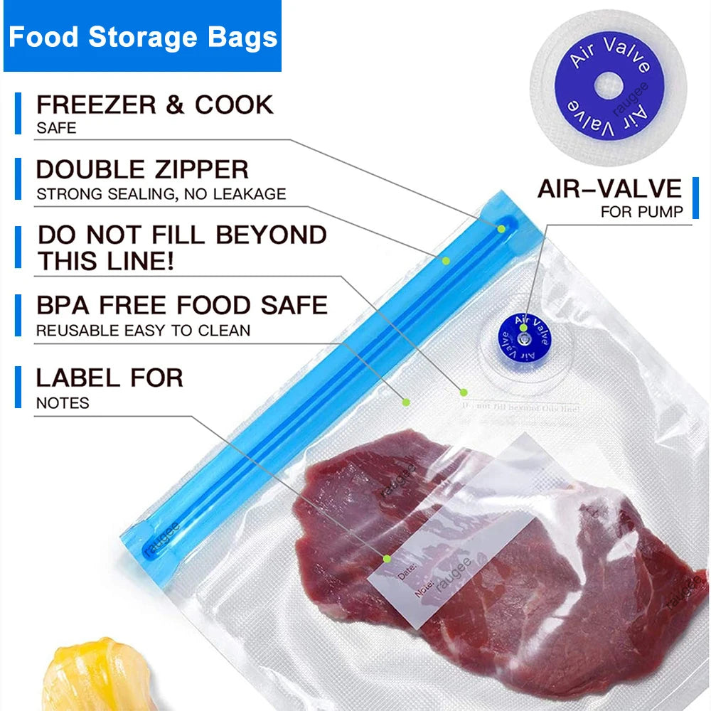 Bolsas de vacío reutilizables para almacenamiento de alimentos sin BPA