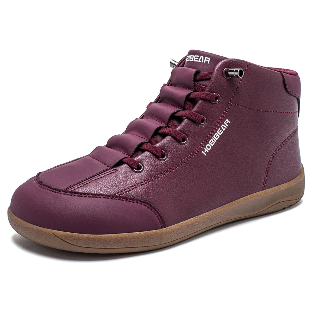 HOBIBEAR Zapatos descalzos de caña media, botines minimalistas con punta ancha Unisex, zapatillas antideslizantes de cuero Artificial para exteriores