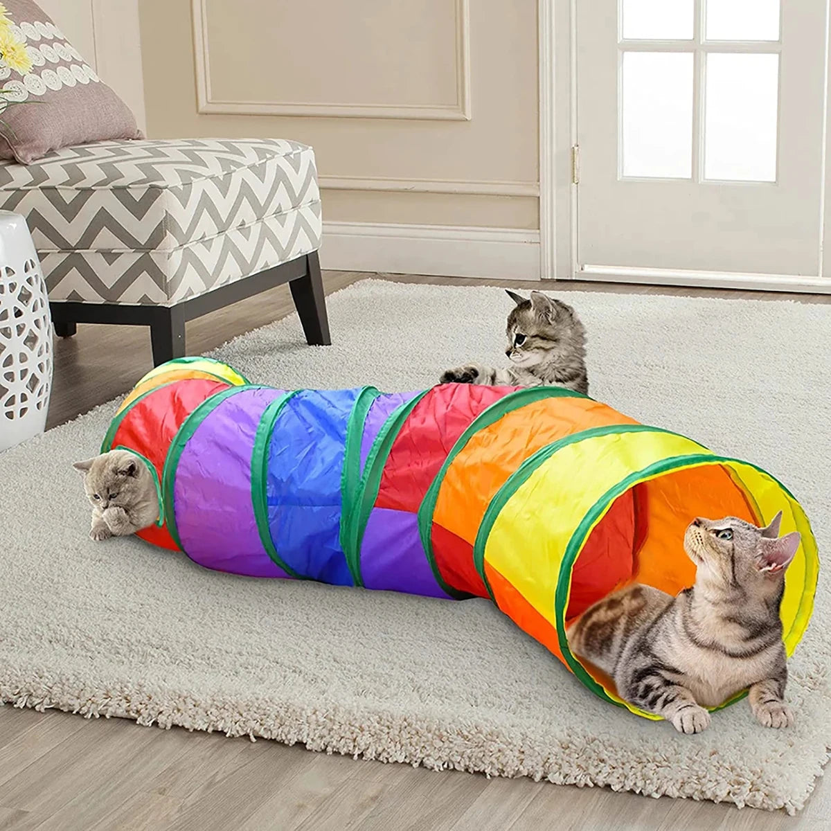 Tubo de túnel para gatos, juguetes plegables para gatos, entrenamiento para gatitos, juguete interactivo divertido, túnel ennegrecido para cachorros, gatitos, suministros para mascotas, accesorios para gatos