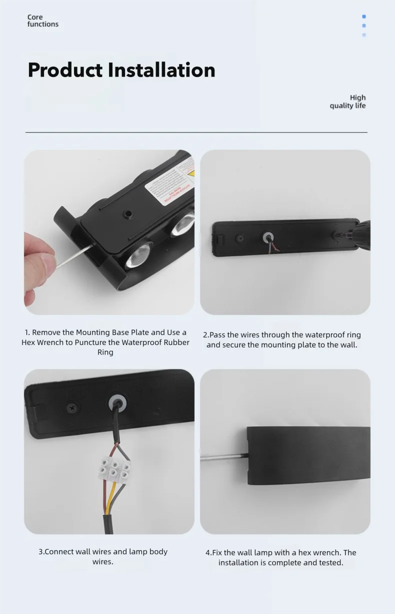 Lámpara de Pared LED Exterior IP65 Impermeable Moderna para Hogar