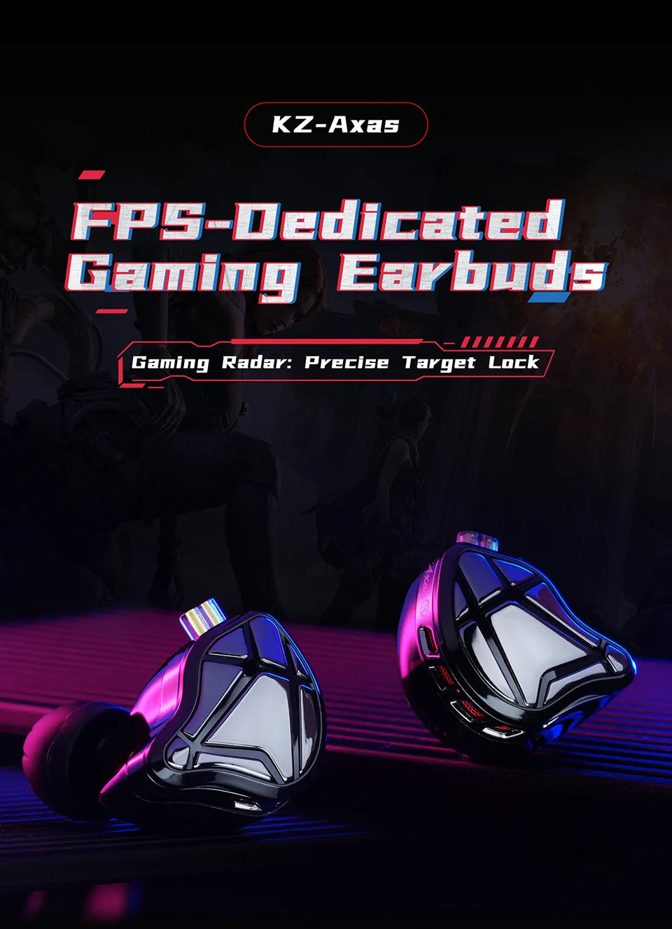 Audífonos Intrauditivos para Juegos KZ Axas FPS-Tuned con Posicionamiento de Sonido a Nivel de Radar y Diseño Ergonómico de Gancho para la Oreja (Pre-orden)
