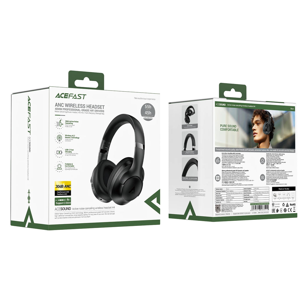 ACEFAST H4 Auriculares ANC Bluetooth 5.3 HiFi