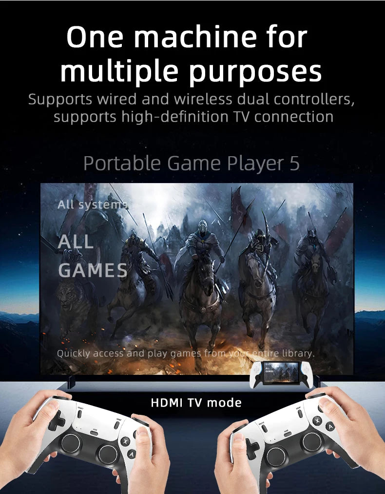 Consola de juegos portátil HD de 7 pulgadas, más de 15000 juegos integrados, más de 20 idiomas, batería de larga duración, regalos de juegos