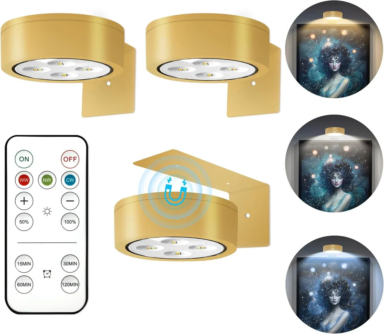 Luz LED para Cuadros con Temporizador y Control Remoto