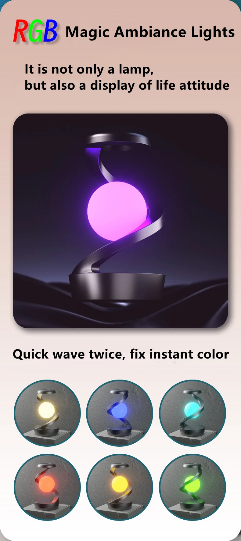 Lámpara de Mesa Flotante con Cargador Inalámbrico RGB