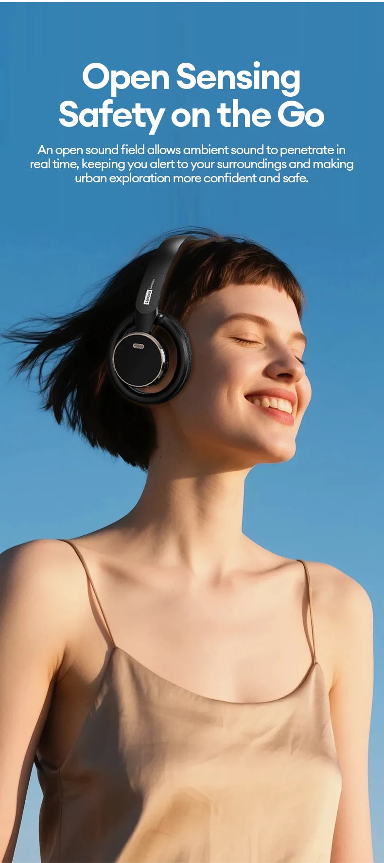 Choice Lenovo Auriculares para juegos inalámbricos Bluetooth 6.0, auriculares plegables deportivos sobre la oreja con micrófono HD, regalos LS116