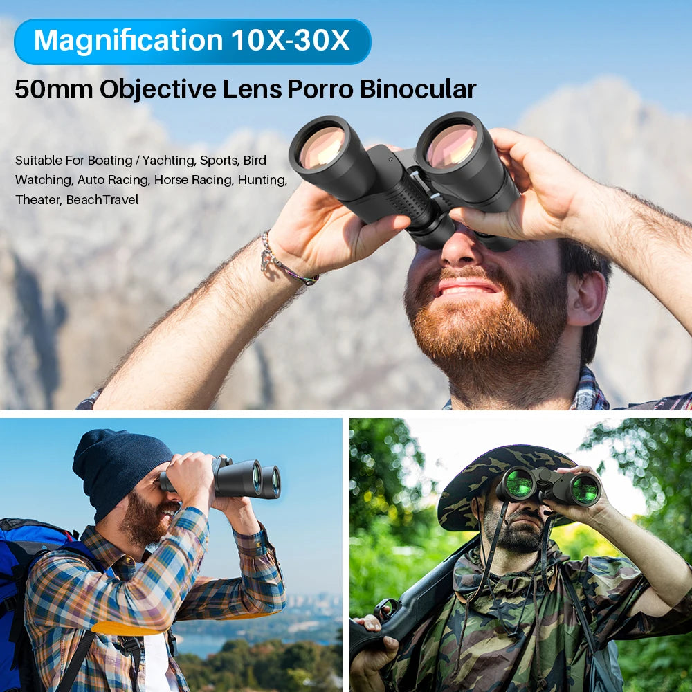 Binoculares APEXEL 10-30x50 Zoom para Caza, Camping y Senderismo