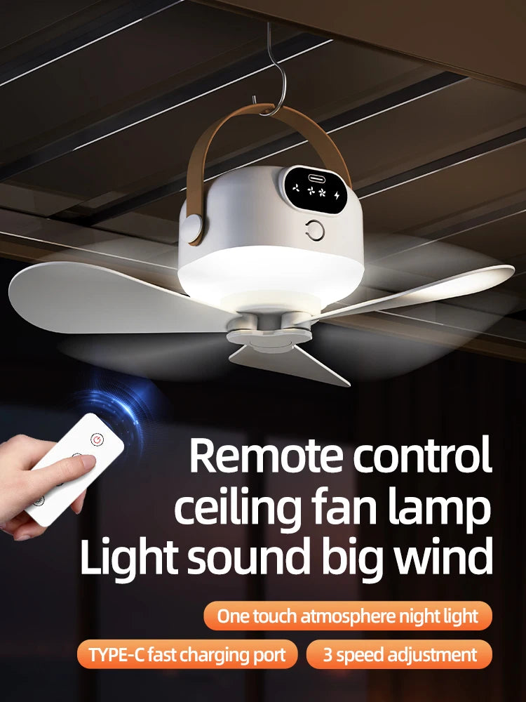 Mini Ventilador de Techo Portátil para Acampar