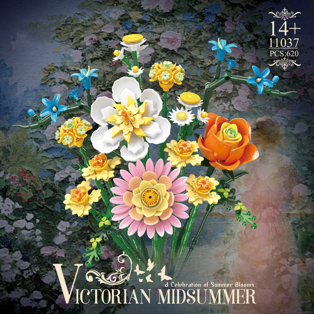 Bloques de Construcción de Ramo de Rosas, Modelo de Flor Botánica DIY, Decoración Creativa para el Hogar, Regalo para Ella, Mujeres y Adultas, Día de San Valentín, Día de la Madre