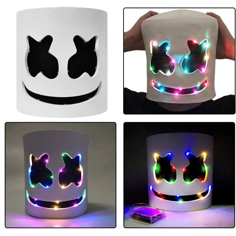 Máscara LED de DJ para Halloween, Máscara Realista de Marshmello, Máscara de Casco Transpirable, Duradera, para Carnaval, Festival, Fiesta de Halloween, Cosplay