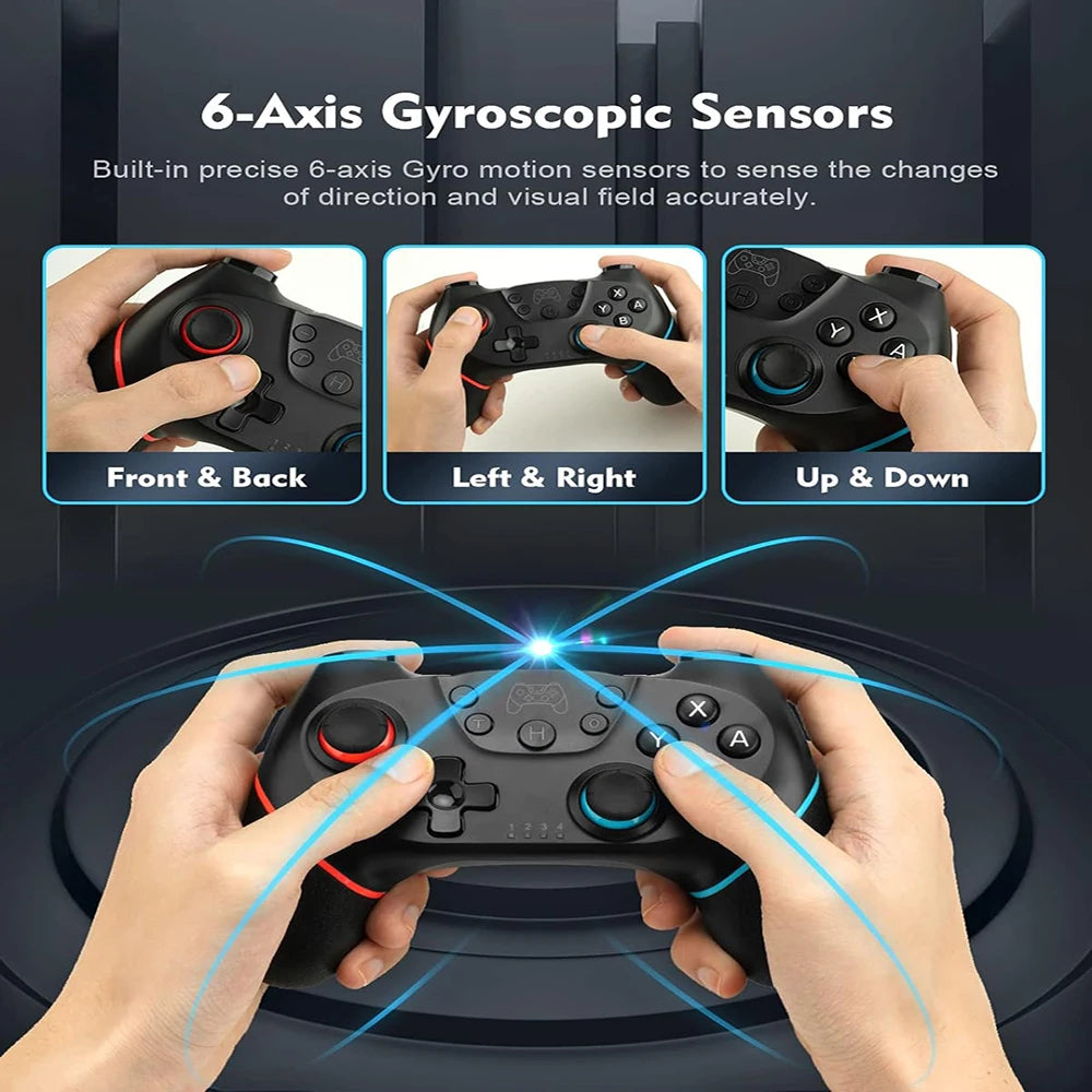 Mando inalámbrico compatible con Bluetooth para Nintendo Switch 1/2/Lite/Oled, controlador para Android/PC, Joystick con 6 ejes