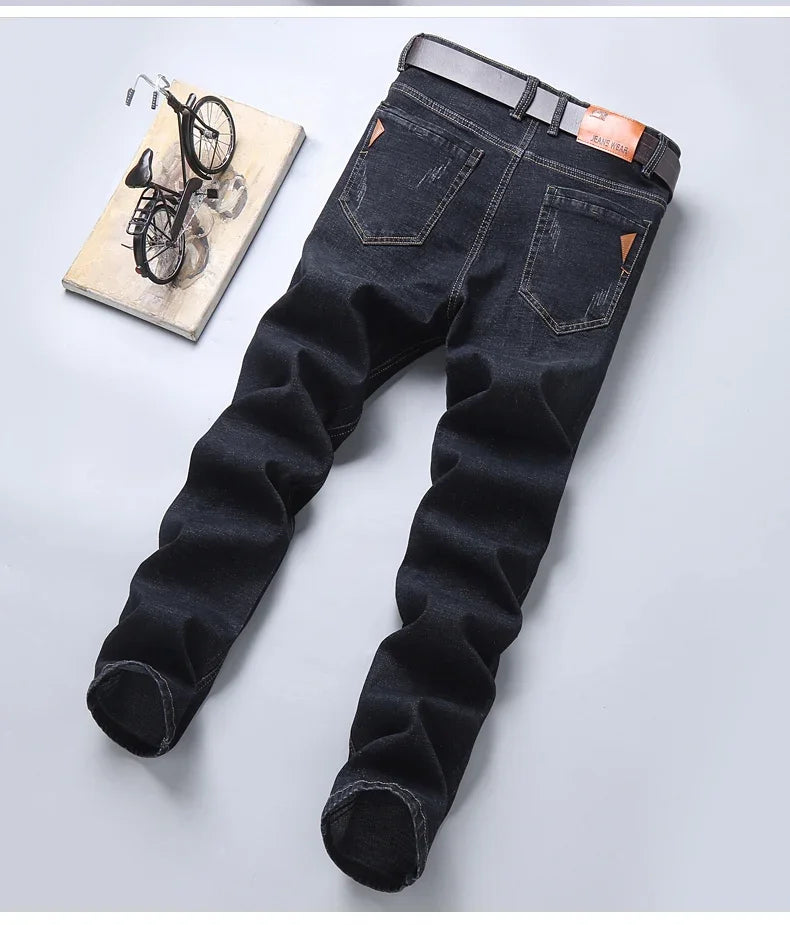 Pantalones Vaqueros Rectos para Hombre, Ajustados Elásticos, Negocios