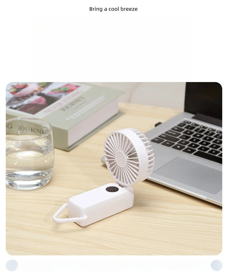Nuevo Mini ventilador portátil de mano de 1800mAh, diseño de pantalla LED, 3 engranajes para aparatos de refrigeración portátiles de verano para interiores y exteriores